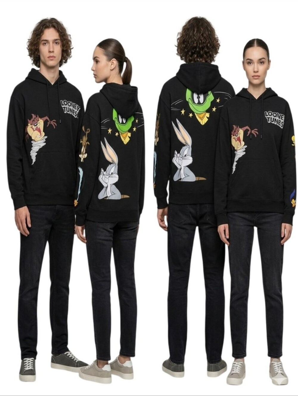Looney Tunes Vintage Front Back Hit Unisex Hoodie Size S